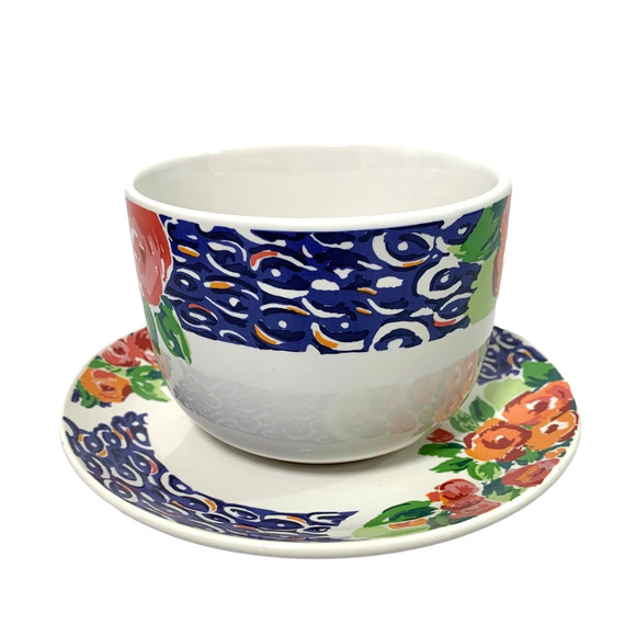Oversized‎ Coffee Cup & Saucer Floral Ceramic GGI 1996 Table Shelf Decor - Picture 2 of 9